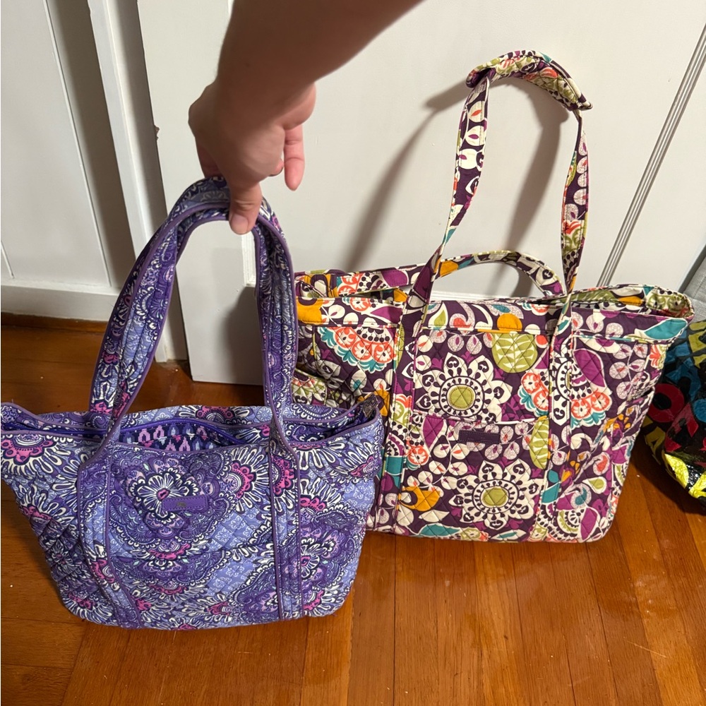 (2) Vera Bradley Purple and Multicolor Floral Totes